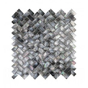 Herringbone Mother Of Pearl Black (1.5cm x 3cm) 27cm x 28.7cm Mosaic Tile