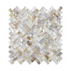 Herringbone Mother Of Pearl White (1.5cm x 3cm) 27cm x 28.7cm Mosaic Tile
