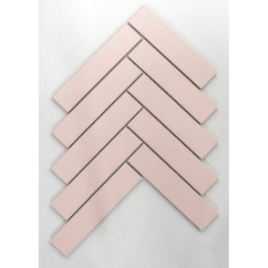 Herringbone Pink Matt 20.9cm x 24.7cm (3.2cmx 14.5cm) Wall Mosaic