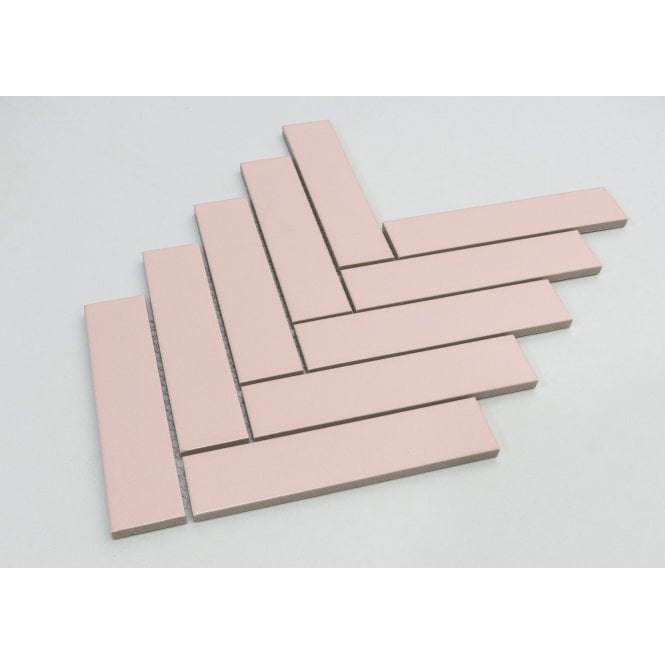 Herringbone Pink Matt 20.9cm x 24.7cm (3.2cmx 14.5cm) Wall Mosaic