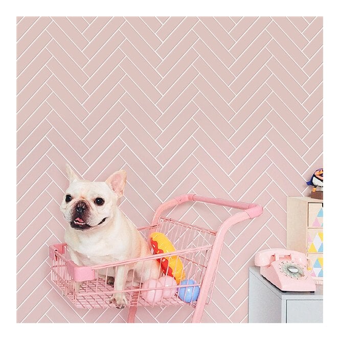 Herringbone Pink Matt 20.9cm x 24.7cm (3.2cmx 14.5cm) Wall Mosaic
