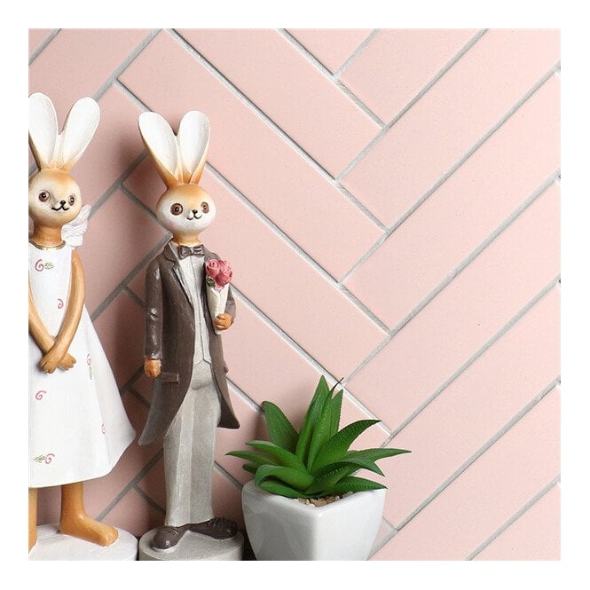 Herringbone Pink Matt 20.9cm x 24.7cm (3.2cmx 14.5cm) Wall Mosaic