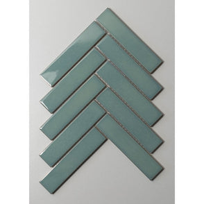 Herringbone Teal Gloss 20.9cmx 24.7cm (3.2cmx 14.5cm) Wall Mosaic