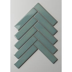 Herringbone Teal Gloss 20.9cmx 24.7cm (3.2cmx 14.5cm) Wall Mosaic