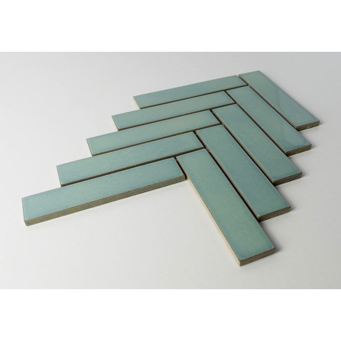 Herringbone Teal Gloss 20.9cmx 24.7cm (3.2cmx 14.5cm) Wall Mosaic