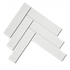 Herringbone White Gloss 20.4cm x 28cm (4.5cm x 19.5cm) Mosaic Tileaic