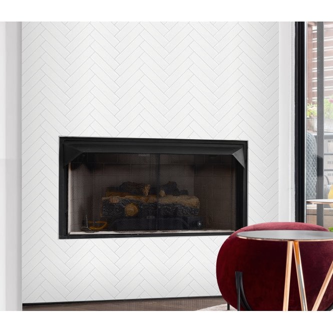 Herringbone White Gloss 20.4cm x 28cm (4.5cm x 19.5cm) Mosaic Tileaic