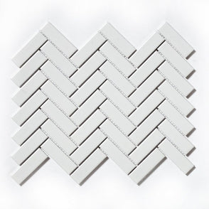 Herringbone White Gloss 31.8cm x 24.7cm (2.2cm x 7.2cm) Mosaic Tile