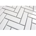 Herringbone White Gloss 31.8cm x 24.7cm (2.2cm x 7.2cm) Mosaic Tile