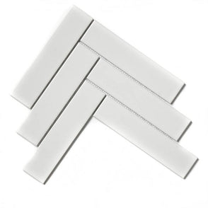 Herringbone White Matt 20.4cm x 28cm (4.5cm x 19.5cm) Mosaic Tile