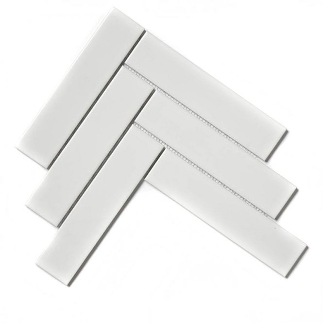 Herringbone White Matt 20.4cm x 28cm (4.5cm x 19.5cm) Mosaic Tile