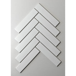 Herringbone White Matt 20.9cm x 24.7cm (3.2cm x 14.5cm) Wall Mosaic