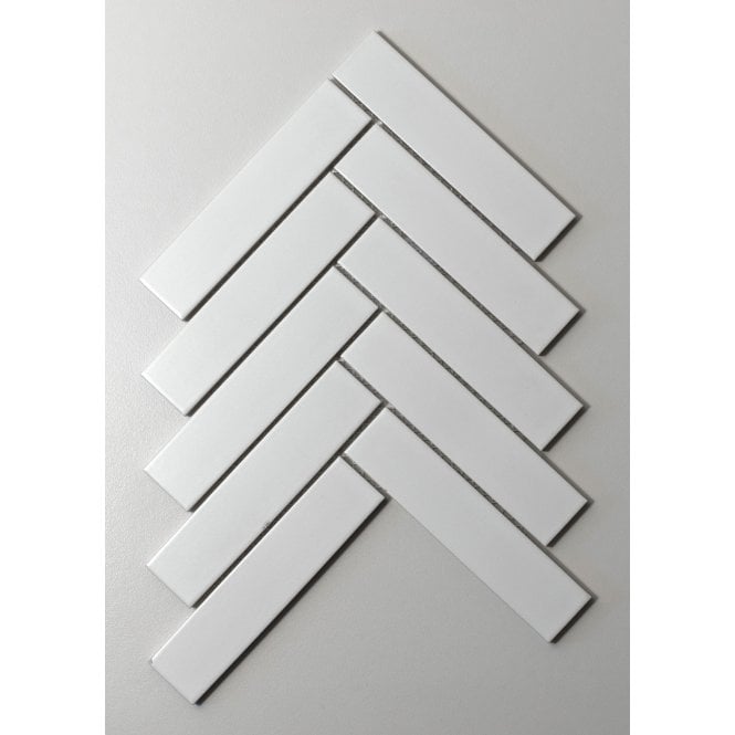 Herringbone White Matt 20.9cm x 24.7cm (3.2cm x 14.5cm) Wall Mosaic