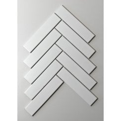 Herringbone White Matt 20.9cm x 24.7cm (3.2cm x 14.5cm) Wall Mosaic