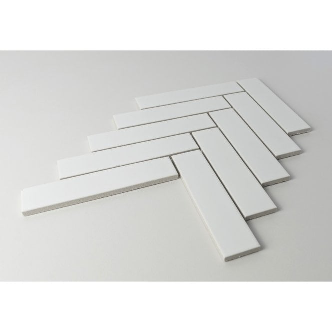 Herringbone White Matt 20.9cm x 24.7cm (3.2cm x 14.5cm) Wall Mosaic