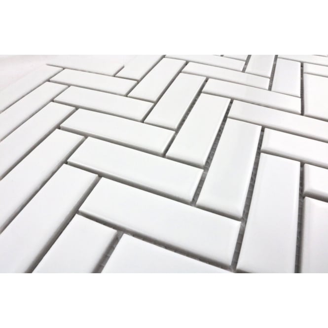 Herringbone White Matt 31.8cm x 24.7cm (2.3cm x 7.3cm) Mosaic Tile