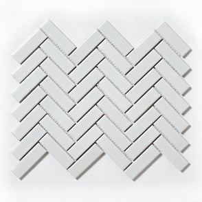 Herringbone White Matt and Gloss 31.8cm x 24.7cm (2.3cm x 7.3cm) Mosaic Tile