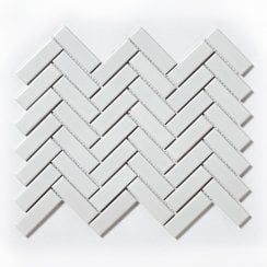 Herringbone White Matt and Gloss 31.8cm x 24.7cm (2.3cm x 7.3cm) Mosaic Tile