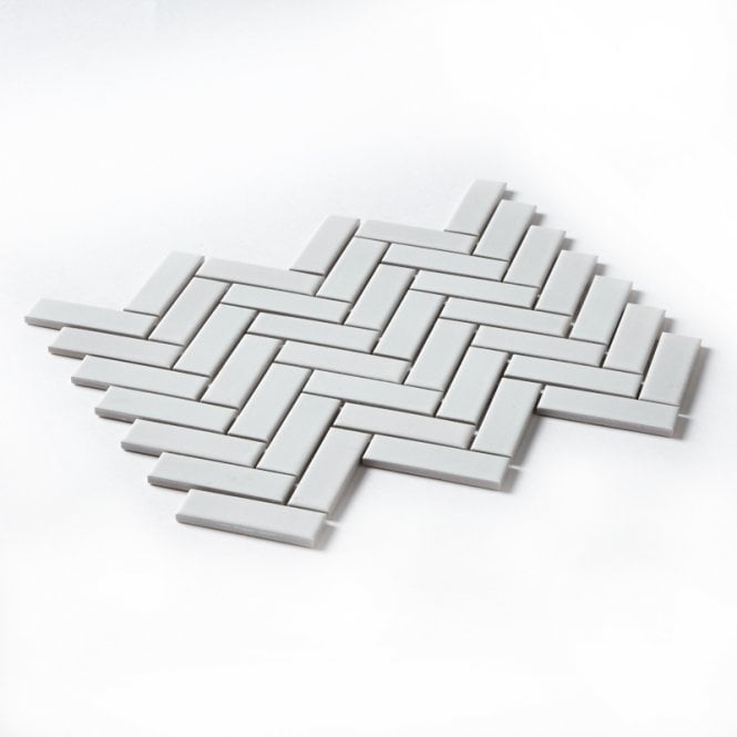 Herringbone White Matt and Gloss 31.8cm x 24.7cm (2.3cm x 7.3cm) Mosaic Tile