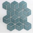Hexacube 3D Gloss Teal 30.5cm x 26.5cm Mosaic