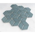 Hexacube 3D Gloss Teal 30.5cm x 26.5cm Mosaic