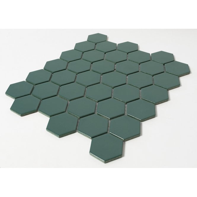 Hexagon Buckingham Green Matt (5.1cm x 5.1cm) 30cm x 28cm Mosaic Tile