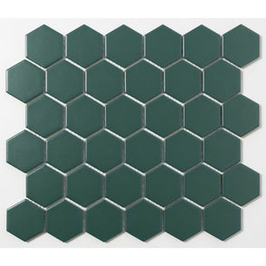 Hexagon Buckingham Green Matt (5.1cm x 5.1cm) 30cm x 28cm Mosaic Tile