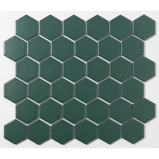 Hexagon Buckingham Green Matt (5.1cm x 5.1cm) 30cm x 28cm Mosaic Tile