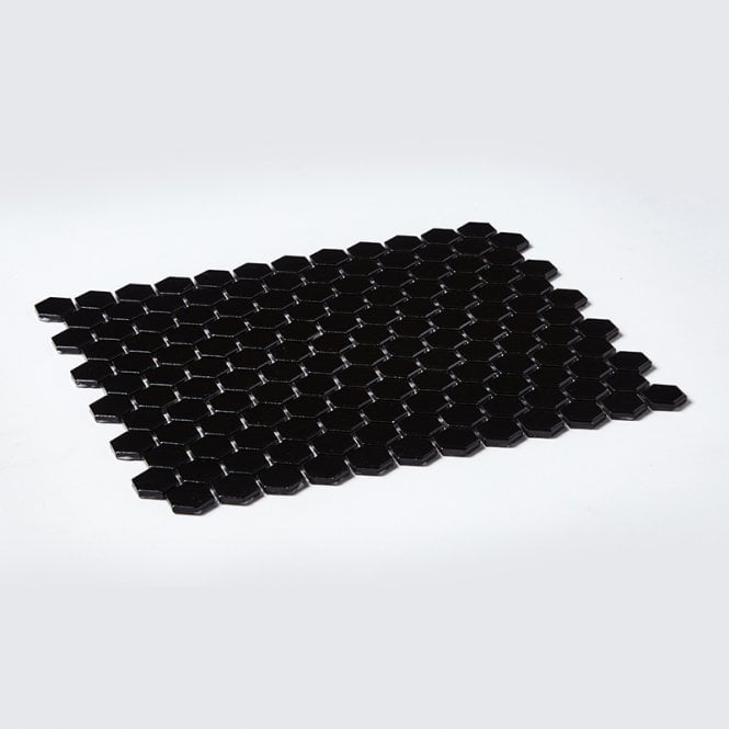 Hexagon Gloss Black (2.3cm x 2.3cm) 30cm x 26cm Mosaic Tile