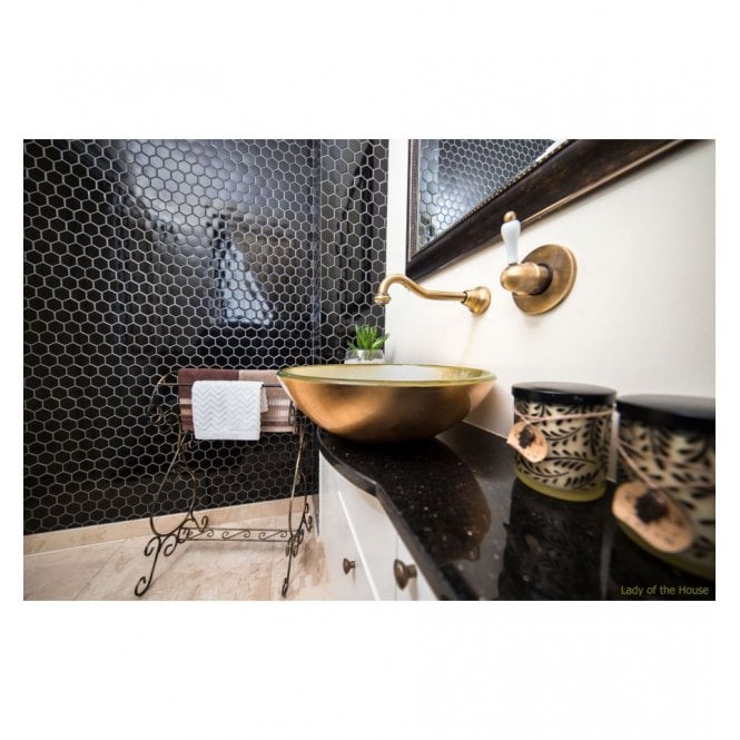 Hexagon Gloss Black 32.5cm x 28.1cm (5.1 cm x 5.9cm) Mosaic Tile