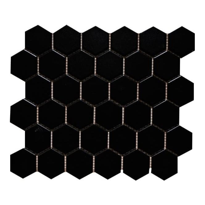 Hexagon Gloss Black 32.5cm x 28.1cm (5.1 cm x 5.9cm) Mosaic Tile