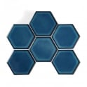 Hexagon Gloss Blue (9.5cm x 9.5cm) 25.6cm x 19.7cm Wall Mosaic