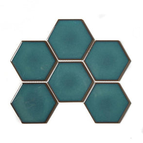 Hexagon Gloss Teal 25.6cm x 19.7cm (9.5cm x 9.5cm) Wall Mosaic