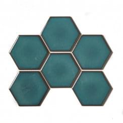 Hexagon Gloss Teal 25.6cm x 19.7cm (9.5cm x 9.5cm) Wall Mosaic