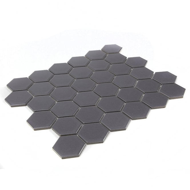 Hexagon Grey Matt (4.8 cm x 4.8cm) 32cm x 28cm Mosaic Tile