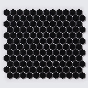 Hexagon Matt Black (2.3cm x 2.3cm) 30cm x 26cm Mosaic Tile