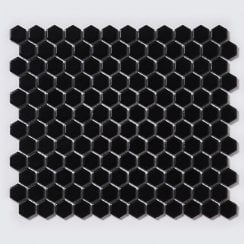 Hexagon Matt Black (2.3cm x 2.3cm) 30cm x 26cm Mosaic Tile