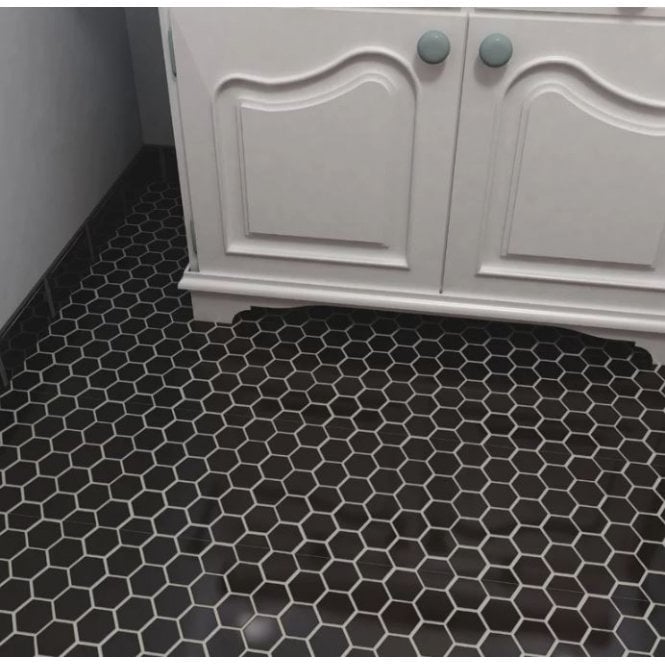 Hexagon Matt Black 32.5cm x 28.1cm (5.1 cm x 5.9cm) Mosaic Tile