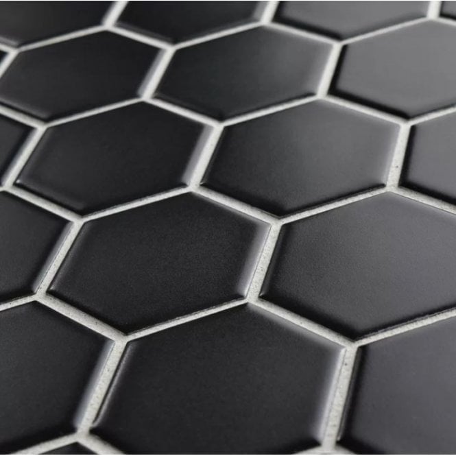 Hexagon Matt Black 32.5cm x 28.1cm (5.1 cm x 5.9cm) Mosaic Tile
