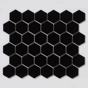 Hexagon Matt Black 32.5cm x 28.1cm (5.1 cm x 5.9cm) Mosaic Tile