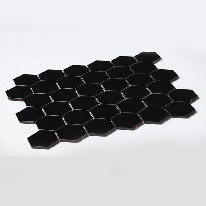 Hexagon Matt Black 32.5cm x 28.1cm (5.1 cm x 5.9cm) Mosaic Tile