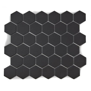 Hexagon Matt Black 32.5cm x 28.1cm (5.1cm x 5.9cm) Mosaic Tile