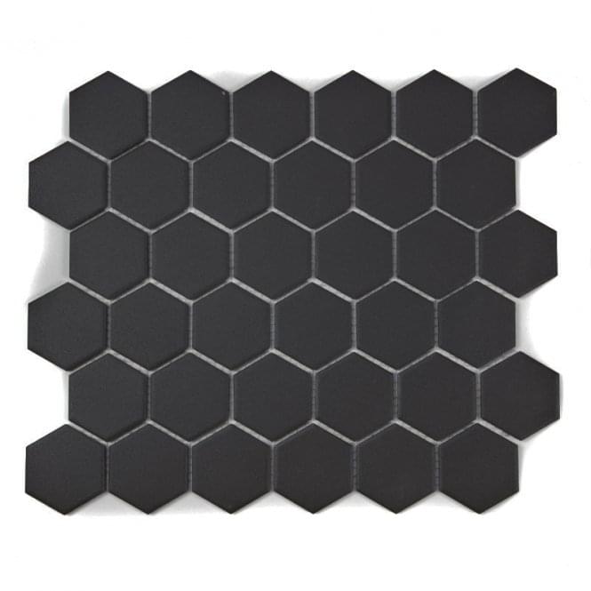 Hexagon Matt Black 32.5cm x 28.1cm (5.1cm x 5.9cm) Mosaic Tile