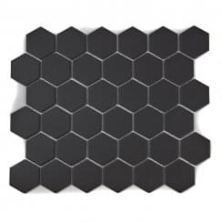 Hexagon Matt Black 32.5cm x 28.1cm (5.1cm x 5.9cm) Mosaic Tile