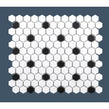 Hexagon Matt Black and White 30cm x 26cm (2.3cm x 2.3cm) Mosaic Tile