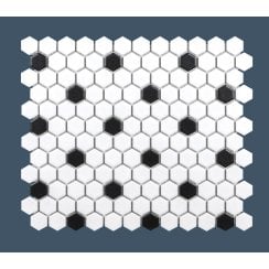 Hexagon Matt Black and White 30cm x 26cm (2.3cm x 2.3cm) Mosaic Tile