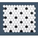 Hexagon Matt Black and White 30cm x 26cm (2.3cm x 2.3cm) Mosaic Tile