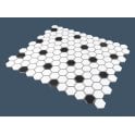 Hexagon Matt Black and White 30cm x 26cm (2.3cm x 2.3cm) Mosaic Tile