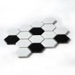 Hexagon Matt Black & White Mix (4.8cm x 4.8cm) 21.7cm x 18.7cm Mosaic Tile