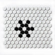 Hexagon Matt Black & White Snow (2.3cm x 2.3cm) 30m x 26cm Mosaic Tile